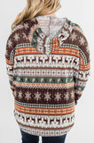 Brown Plus Size Long Sleeve Christmas Reindeer Print Hoodie for Women LC2538271-17