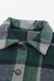 LC8511482-9-S, LC8511482-9-M, LC8511482-9-L, LC8511482-9-XL, LC8511482-9-2XL, Green Women's Flannel Plaid Jacket Long Sleeve Buttoned Shirts Coats Shacket