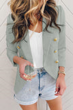 LC852062-9-S, LC852062-9-M, LC852062-9-L, LC852062-9-XL, LC852062-9-2XL, Green Double Breasted Casual Blazer Draped Open Front Cardigans Jacket Work Suit