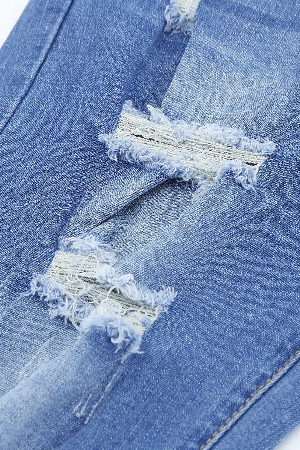 Sky Blue Women's Ripped Boyfriend Jeans Distressed Holes Crop Denim Pants LC78064-4