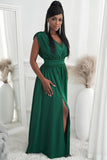 Green Crochet V Neck Maxi Dress Sleeveless Pleated High Waist Long Dress LC615797-9