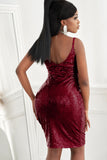 Red Sexy Red Sequin Dress Cami Midi Dress With Side Slit LC617422-3