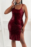 Red Sexy Red Sequin Dress Cami Midi Dress With Side Slit LC617422-3