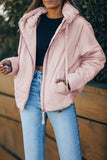 LC856045-10-S, LC856045-10-M, LC856045-10-L, LC856045-10-XL, LC856045-10-2XL, Pink Winter Coats for Women Outdoor Zipper Hooded Coat Outwear with Pockets