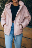 LC856045-10-S, LC856045-10-M, LC856045-10-L, LC856045-10-XL, LC856045-10-2XL, Pink Winter Coats for Women Outdoor Zipper Hooded Coat Outwear with Pockets