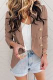 LC852062-17-S, LC852062-17-M, LC852062-17-L, LC852062-17-XL, LC852062-17-2XL, Brown Double Breasted Casual Blazer Draped Open Front Cardigans Jacket Work Suit