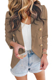 LC852062-16-S, LC852062-16-M, LC852062-16-L, LC852062-16-XL, LC852062-16-2XL, Khaki Double Breasted Casual Blazer Draped Open Front Cardigans Jacket Work Suit