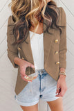 LC852062-16-S, LC852062-16-M, LC852062-16-L, LC852062-16-XL, LC852062-16-2XL, Khaki Double Breasted Casual Blazer Draped Open Front Cardigans Jacket Work Suit