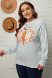 Halloween Pumpkin Leopard Print Plus Size Sweatshirt