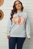 Halloween Pumpkin Leopard Print Plus Size Sweatshirt