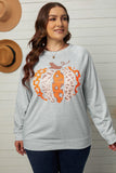 Halloween Pumpkin Leopard Print Plus Size Sweatshirt