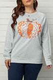 Halloween Pumpkin Leopard Print Plus Size Sweatshirt