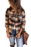 LC255462-14-S, LC255462-14-M, LC255462-14-L, LC255462-14-XL, LC255462-14-2XL, Orange Geometric Plaid Print Pocketed Shirt