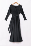 Black Long Sleeve Dress for Women Black V Neck Batwing Sleeve Maxi Dress LC616128-2