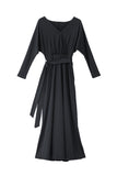 Black Long Sleeve Dress for Women Black V Neck Batwing Sleeve Maxi Dress LC616128-2