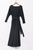 Black Long Sleeve Dress for Women Black V Neck Batwing Sleeve Maxi Dress LC616128-2