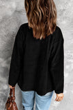 LC8511383-2-S, LC8511383-2-M, LC8511383-2-L, LC8511383-2-XL, LC8511383-2-2XL, Black Womens Boyfriend Shirt Ribbed Shacket Loose Fit Long Sleeve Tops