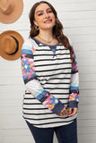 Aztec Sleeve Striped Raglan Plus Size Top