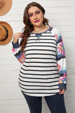 Aztec Sleeve Striped Raglan Plus Size Top