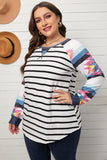 Aztec Sleeve Striped Raglan Plus Size Top