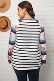 Aztec Sleeve Striped Raglan Plus Size Top