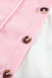 LC2551387-10-S, LC2551387-10-M, LC2551387-10-L, LC2551387-10-XL, LC2551387-10-2XL, LC2551387-10-3XL, Pink Women Oversized Shirts Color Block Button Shacket Jacket