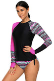 LC410485-6XXL, LC410485-6XL, LC410485-6L, LC410485-6M, LC410485-6S, LC410485-6XXXL, Rose Women's Bathing Suits Swimsuits Tankini Sets Long Sleeve Swimwear