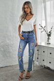 Sky Blue Womens High Waist Stretchy Ripped Pockets Boyfriend Denim Pants LC781418-4