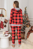 Red Pajamas Set Long Sleeve Sleepwear for Women Red Plaid Lounge Sets LC62588-3