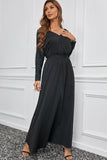 Black Long Sleeve Dress for Women Black V Neck Batwing Sleeve Maxi Dress LC616128-2