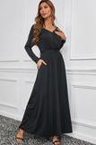 Black Long Sleeve Dress for Women Black V Neck Batwing Sleeve Maxi Dress LC616128-2