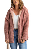 Pink Womens Full Zip Soft Warm Sherpa Hooded Coat with Pocket LC8511355-10