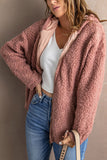 Pink Womens Full Zip Soft Warm Sherpa Hooded Coat with Pocket LC8511355-10