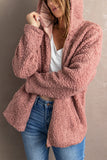 Pink Womens Full Zip Soft Warm Sherpa Hooded Coat with Pocket LC8511355-10