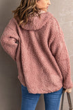 Pink Womens Full Zip Soft Warm Sherpa Hooded Coat with Pocket LC8511355-10