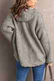 Khaki Womens Full Zip Soft Warm Sherpa Hooded Coat with Pocket LC8511355-16