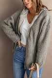 Khaki Womens Full Zip Soft Warm Sherpa Hooded Coat with Pocket LC8511355-16