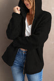 Black Womens Full Zip Soft Warm Sherpa Hooded Coat with Pocket LC8511355-2