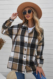 LC8511482-7-S, LC8511482-7-M, LC8511482-7-L, LC8511482-7-XL, LC8511482-7-2XL, Yellow Women's Flannel Plaid Jacket Long Sleeve Buttoned Shirts Coats Shacket