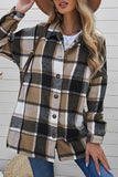 LC8511482-7-S, LC8511482-7-M, LC8511482-7-L, LC8511482-7-XL, LC8511482-7-2XL, Yellow Women's Flannel Plaid Jacket Long Sleeve Buttoned Shirts Coats Shacket