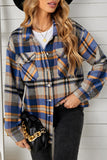 LC255462-105-S, LC255462-105-M, LC255462-105-L, LC255462-105-XL, LC255462-105-2XL, Blue Geometric Plaid Print Pocketed Shirt