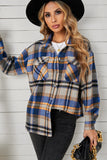 LC255462-105-S, LC255462-105-M, LC255462-105-L, LC255462-105-XL, LC255462-105-2XL, Blue Geometric Plaid Print Pocketed Shirt