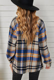 LC255462-105-S, LC255462-105-M, LC255462-105-L, LC255462-105-XL, LC255462-105-2XL, Blue Geometric Plaid Print Pocketed Shirt