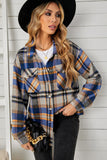 LC255462-105-S, LC255462-105-M, LC255462-105-L, LC255462-105-XL, LC255462-105-2XL, Blue Geometric Plaid Print Pocketed Shirt