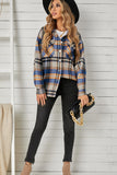 LC255462-105-S, LC255462-105-M, LC255462-105-L, LC255462-105-XL, LC255462-105-2XL, Blue Geometric Plaid Print Pocketed Shirt