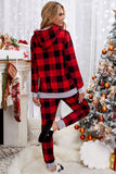 Red Pajamas Set Long Sleeve Sleepwear for Women Red Plaid Lounge Sets LC62588-3