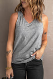Gray Casual V Neck Racerback Tank Top with Pocket LC256544-11