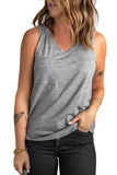Gray Casual V Neck Racerback Tank Top with Pocket LC256544-11