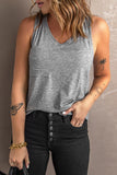 Gray Casual V Neck Racerback Tank Top with Pocket LC256544-11