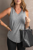 Gray Casual V Neck Racerback Tank Top with Pocket LC256544-11